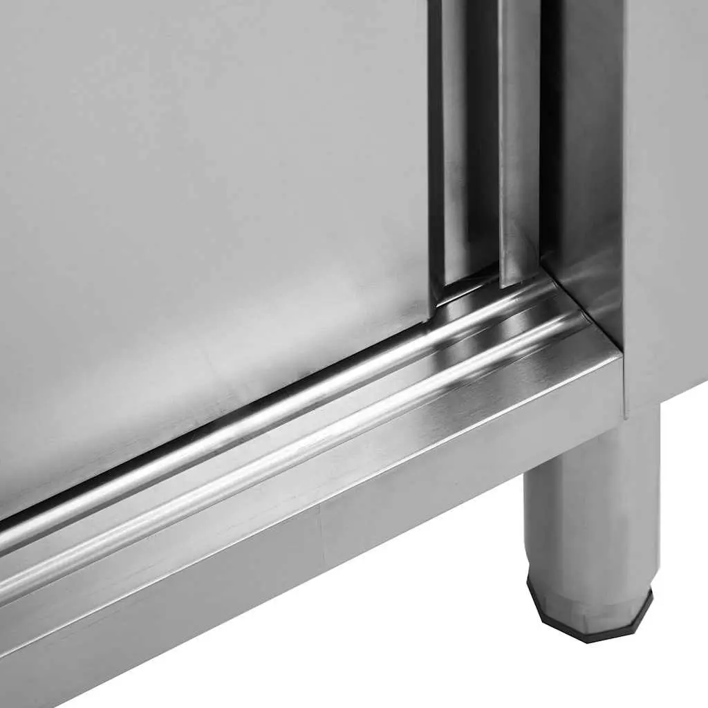 Stainless Steel Work Table with Sliding Door Storage for Commercial Kitchen