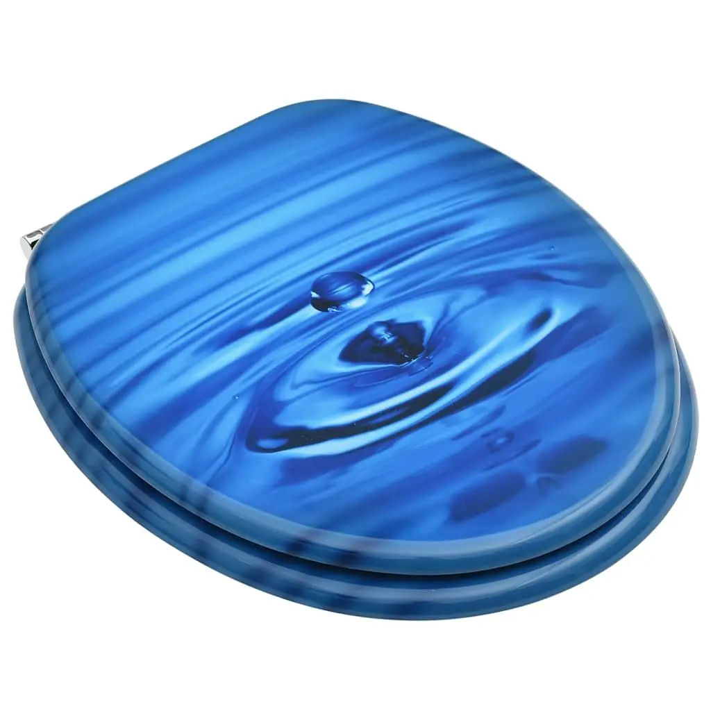 Toilet Seats with Lid 2 Pack Blue Water Drop Design Bathroom Accessory