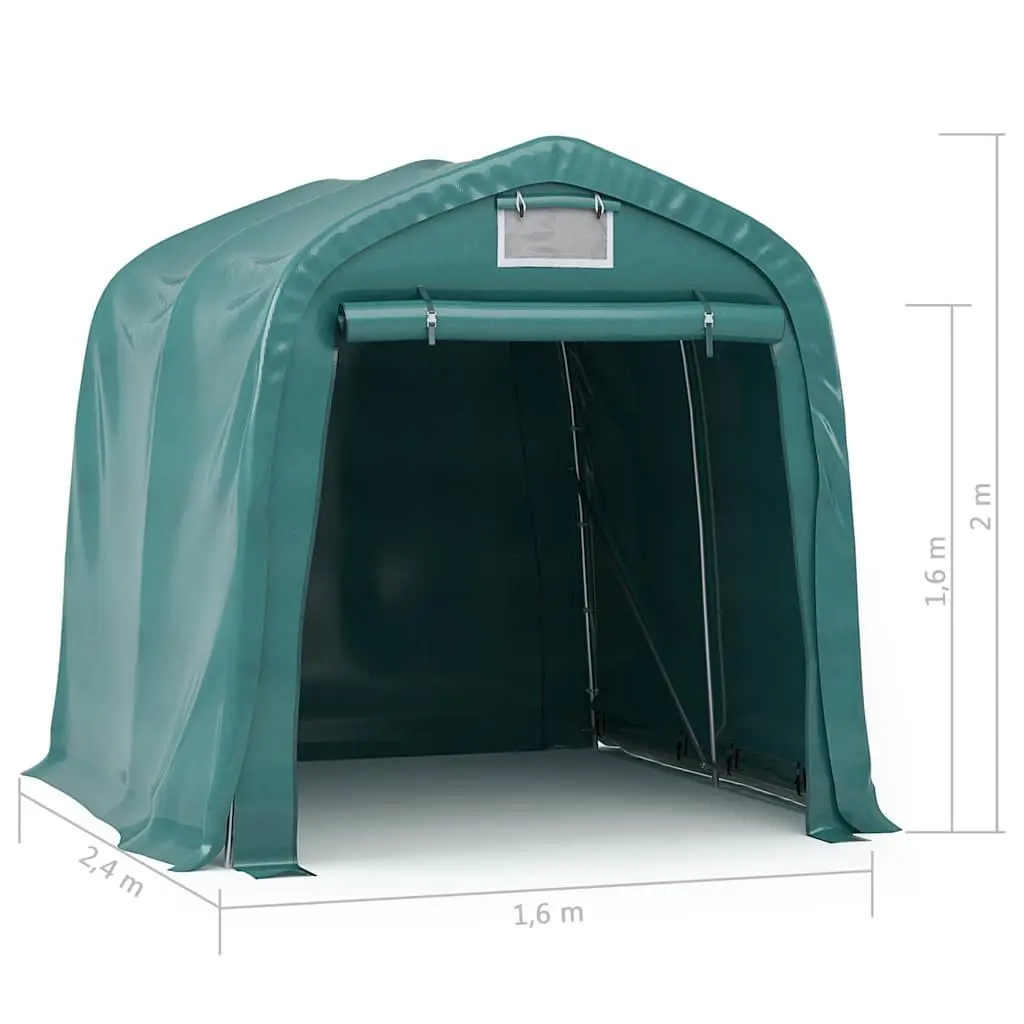 Garage Canopy Shelter 1.6 x 2.4m Green Outdoor Storage Tent for Vehicles and Goods