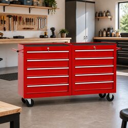 Specifications of Red Steel Tool Trolley with 10 Drawers