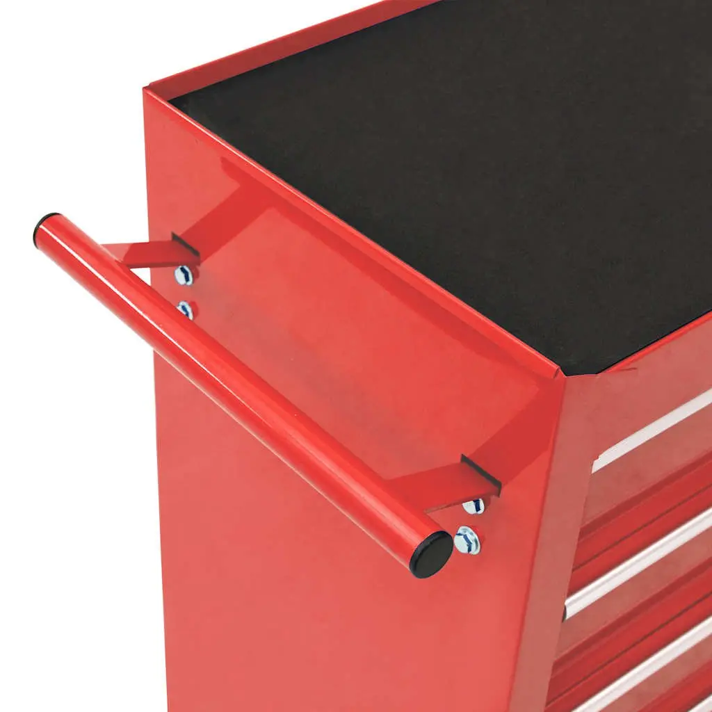 Tool Trolley for Workshop or Garage 10 Drawer Steel Storage Cabinet Red