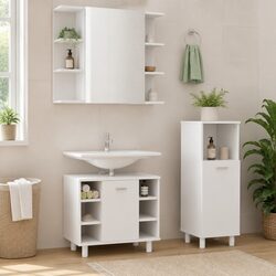 3-Piece White Bathroom Furniture Set: Specifications and Features