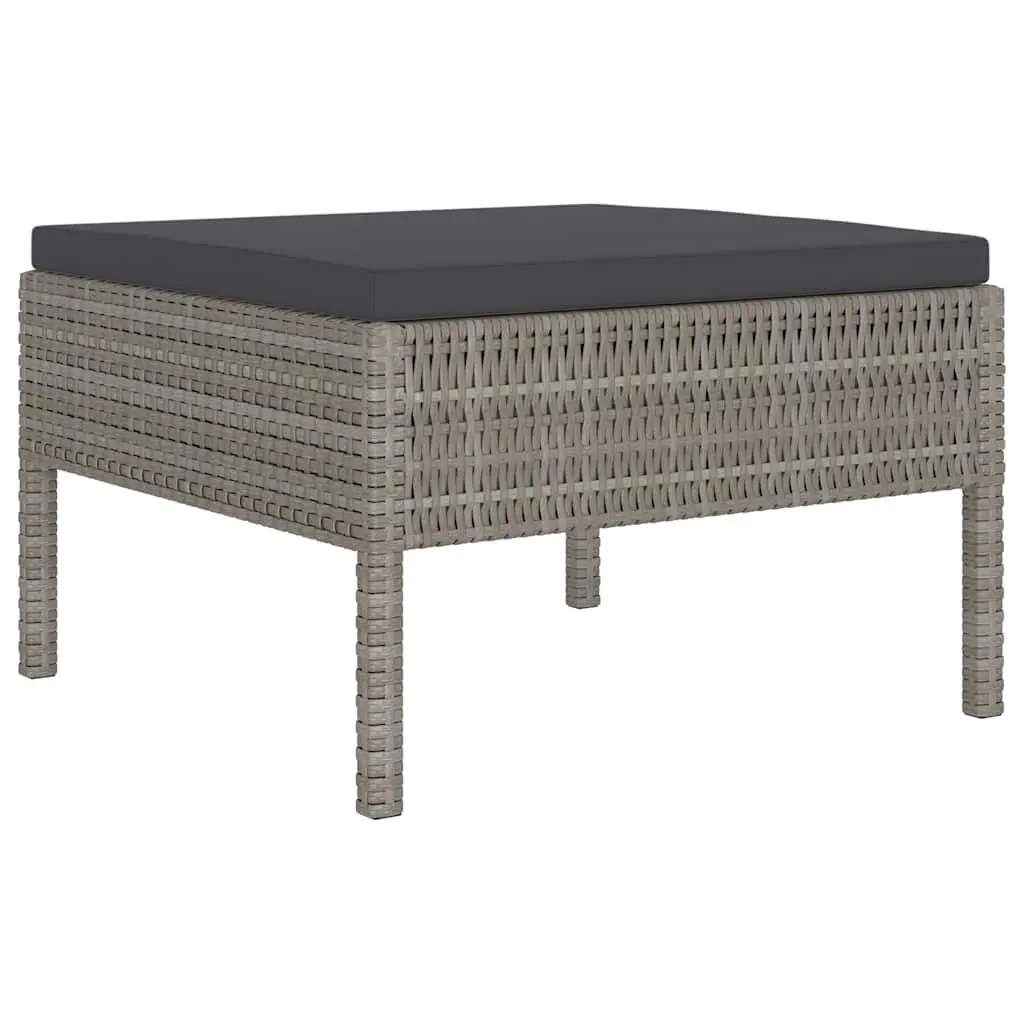Garden Lounge Set 6 Piece Outdoor Furniture Poly Rattan Grey Cushions Patio