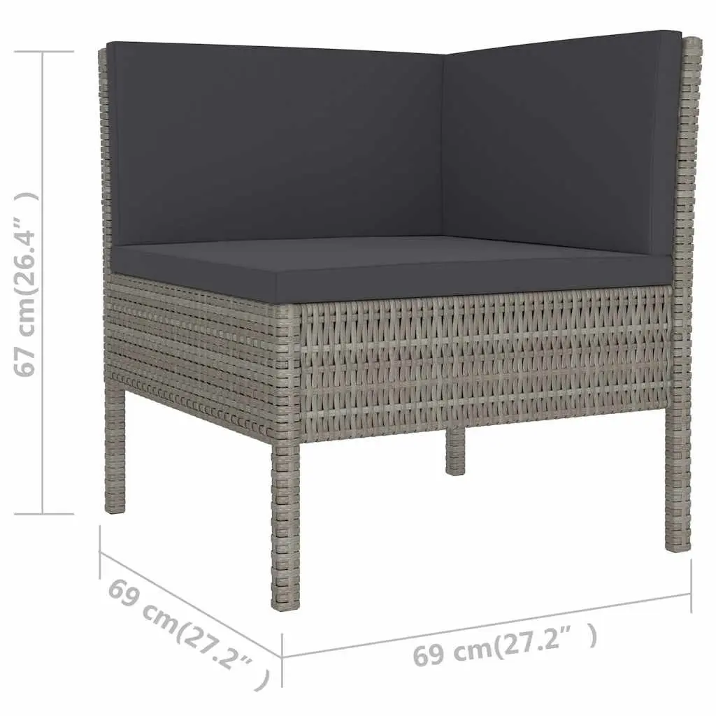 Garden Lounge Set 6 Piece Outdoor Furniture Poly Rattan Grey Cushions Patio
