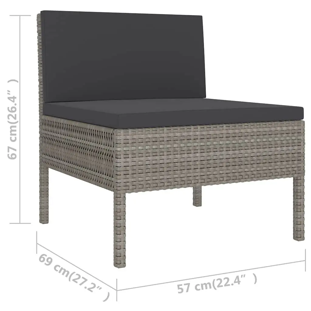 Garden Lounge Set 6 Piece Outdoor Furniture Poly Rattan Grey Cushions Patio