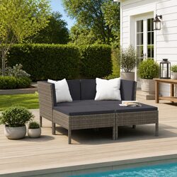 Garden Lounge Set - 4 Pieces with Grey Cushions