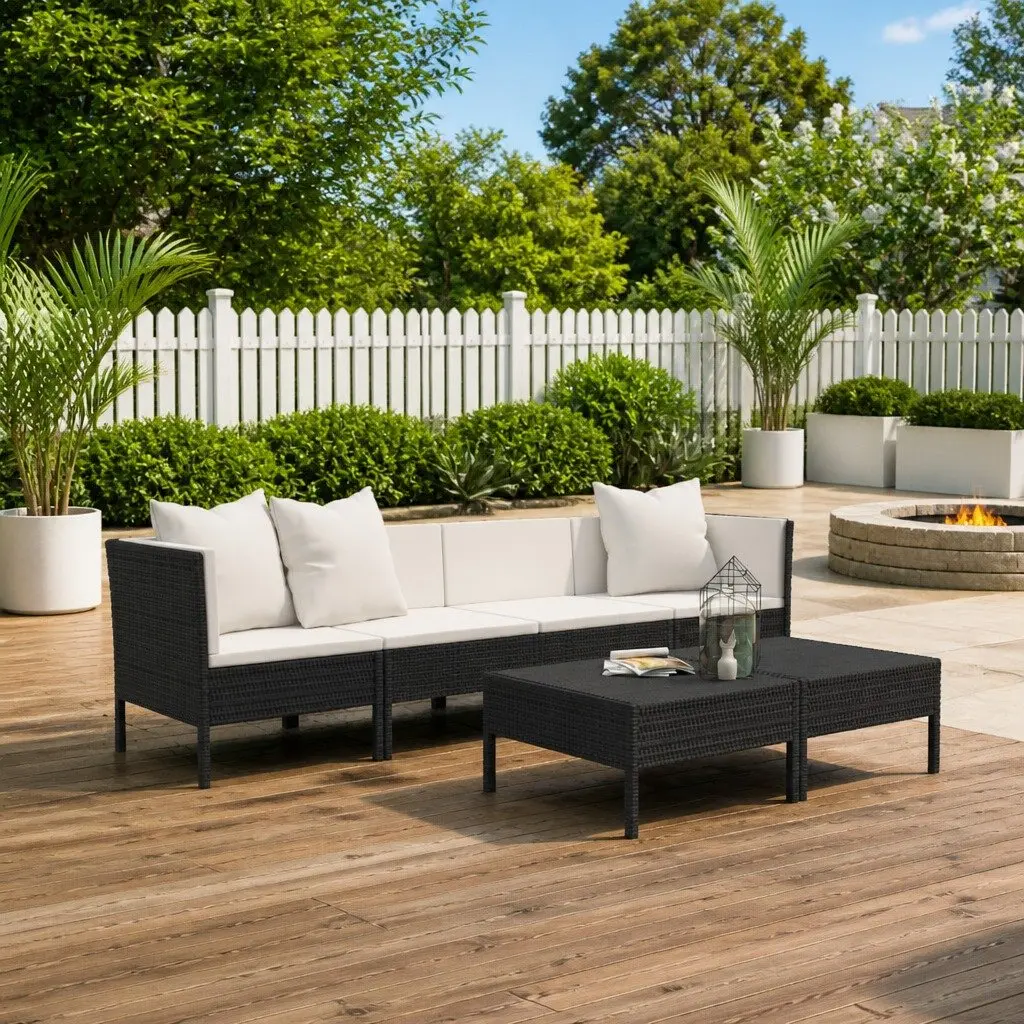 6 Piece Outdoor Lounge Set, Black