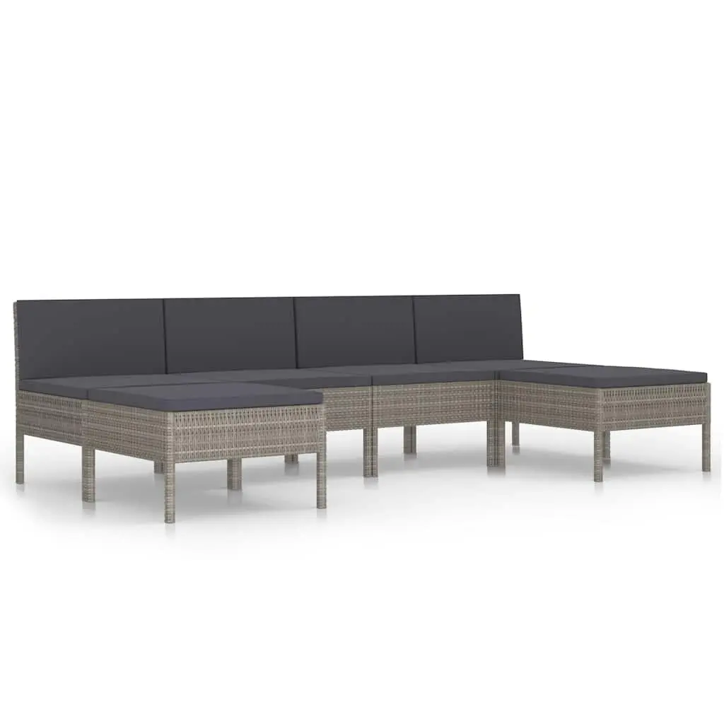 Garden Lounge Set Outdoor Furniture 6 Piece Grey Poly Rattan
