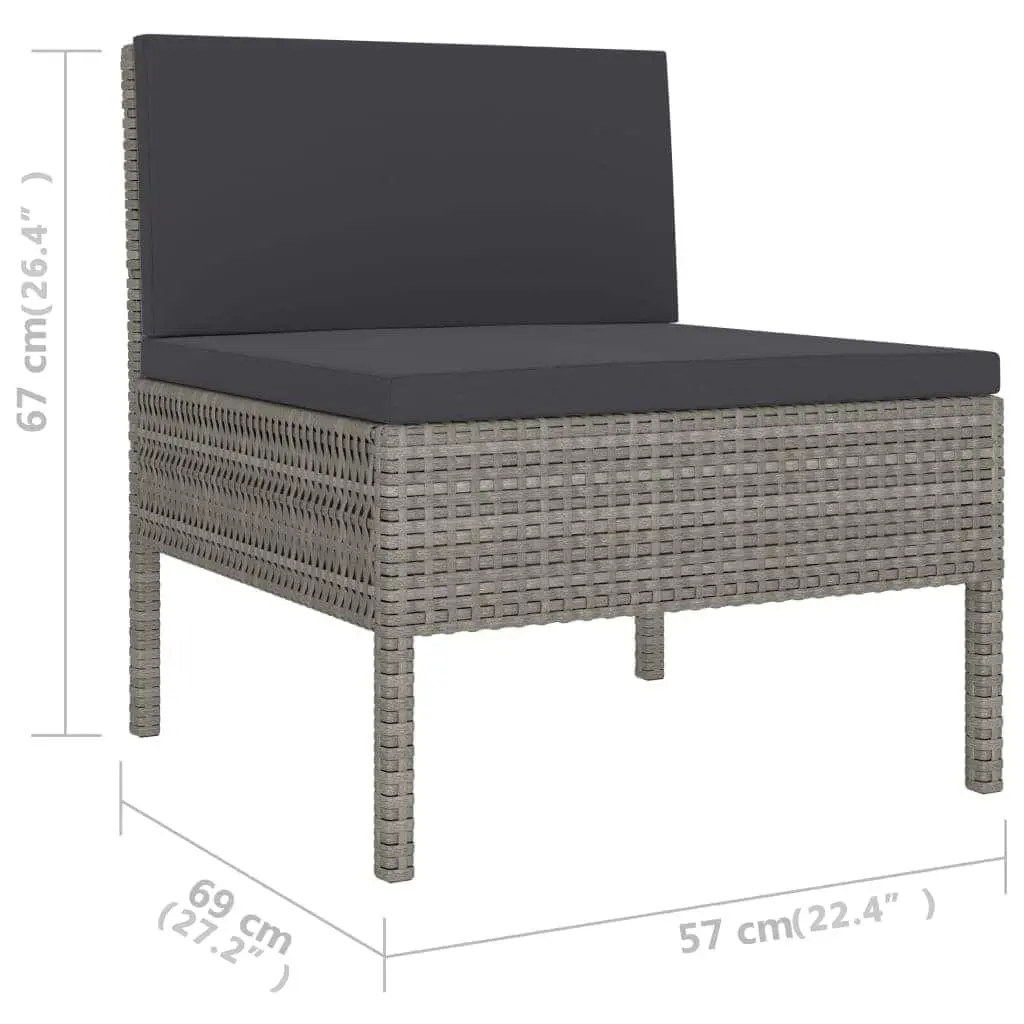 Garden Lounge Set Outdoor Furniture 6 Piece Grey Poly Rattan