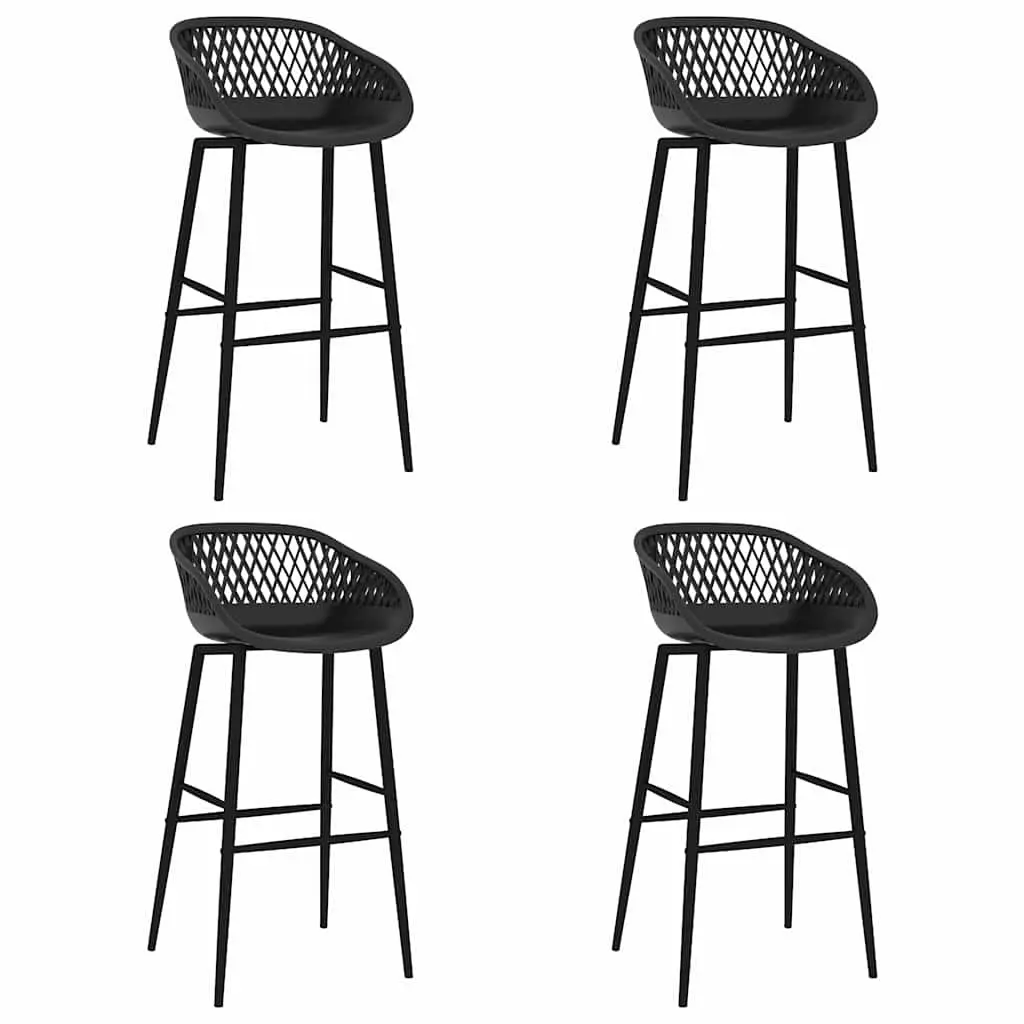 5 Piece Bar Set White and Black Kitchen Counter Table with 4 Bar Stools