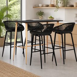 5-Piece Bar Set: Black Table and Ergonomic Stools
