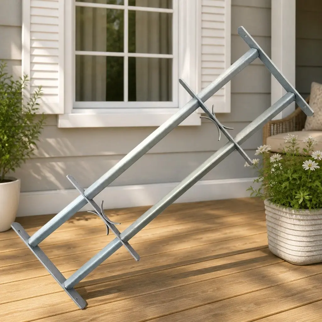 Security Window Grilles Adjustable 1000-1500mm Silver Steel 2 Pieces Home