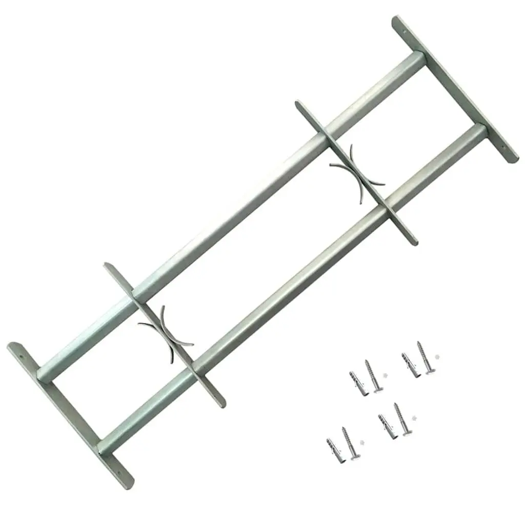 Security Window Grilles Adjustable 1000-1500mm Silver Steel 2 Pieces Home