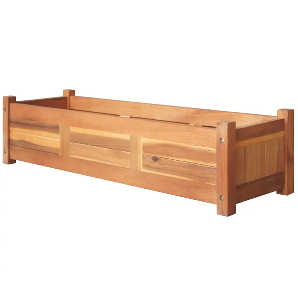 Wooden Planter Box Set for Garden 2 Piece Outdoor Vegetable Herb Flower 100 x 30 x 25 cm