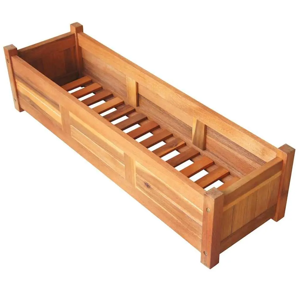 Wooden Planter Box Set for Garden 2 Piece Outdoor Vegetable Herb Flower 100 x 30 x 25 cm