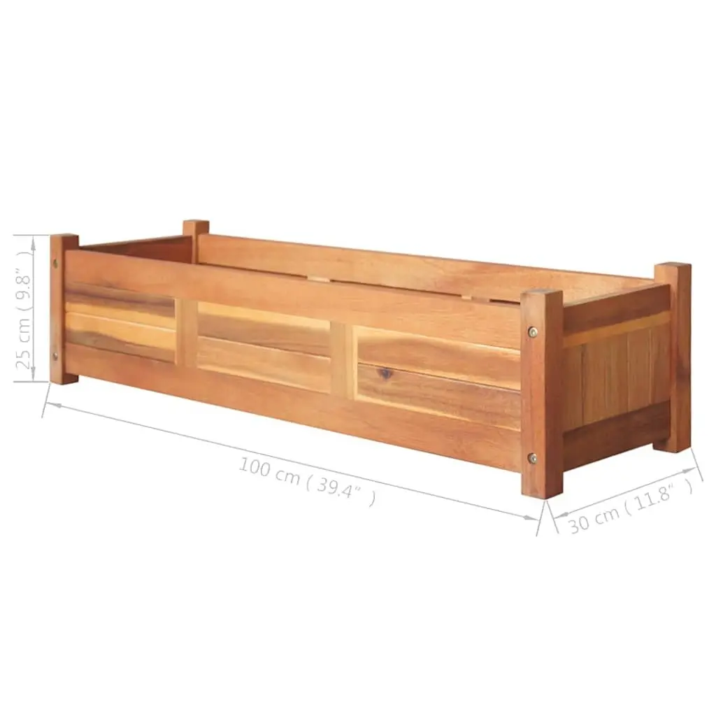 Wooden Planter Box Set for Garden 2 Piece Outdoor Vegetable Herb Flower 100 x 30 x 25 cm