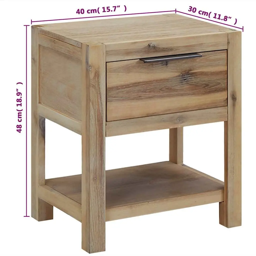 Bedside Table with Drawer 40x30x48 cm Solid Acacia Wood Nightstand End Table