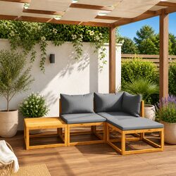 Garden Lounge Set 4 Pieces: Dimensions and Material Specs