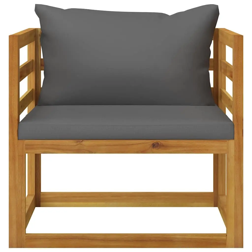 Modular 6 Piece Outdoor Acacia Wood Garden Lounge Set with Coffee Table and Cushions