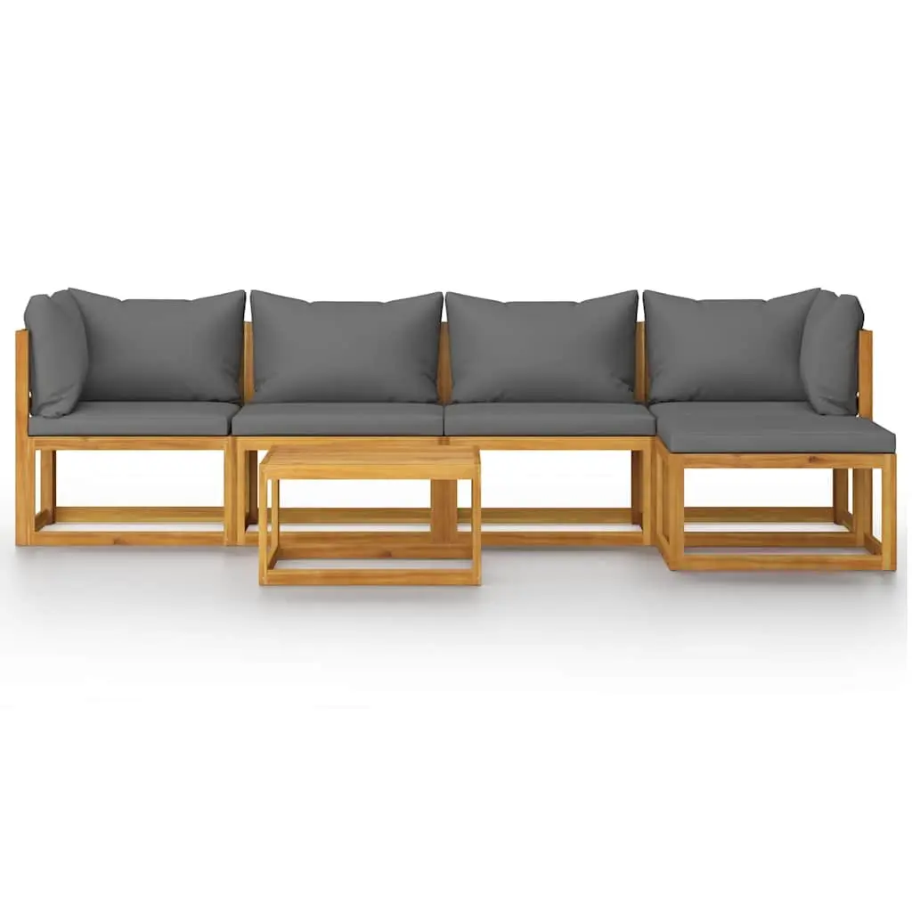 Outdoor Lounge Set 6 Piece Modular Garden Furniture Sofa with Coffee Table Grey
