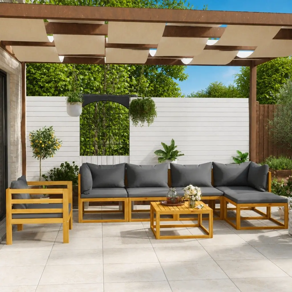 7 Piece Modular Outdoor Garden Lounge Set with Coffee Table