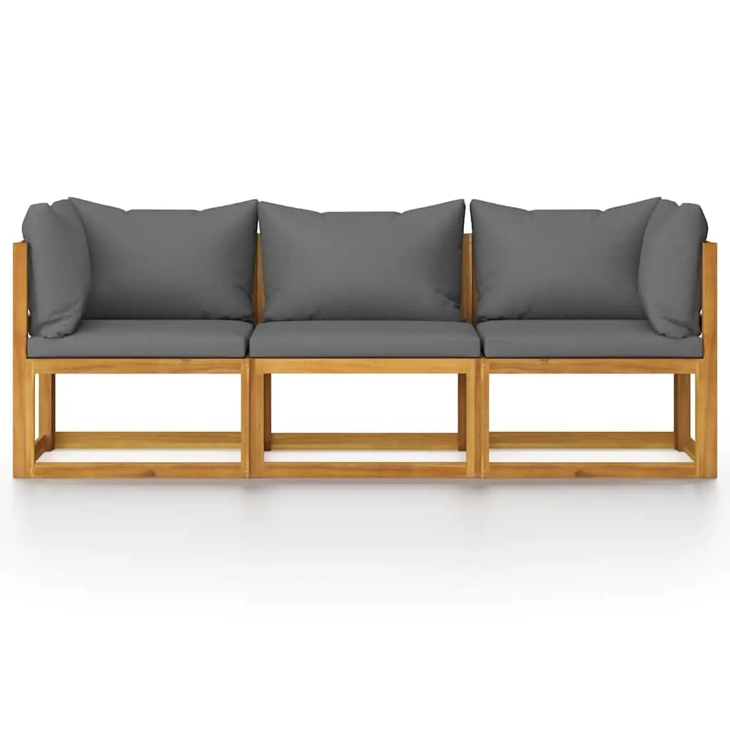 3-Seater Garden Sofa Outdoor Use Solid Acacia Wood Grey