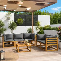 Specifications of 6-Piece Outdoor Lounge Set with Grey Cushions
