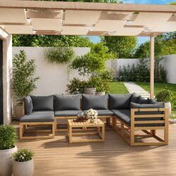 Specifications of 8-Piece Grey Acacia Wood Lounge Set