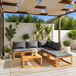 6 Piece Garden Lounge Set - Acacia Wood Construction