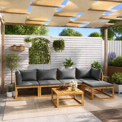 6-Piece Garden Lounge Set: Acacia Wood, Modular Design
