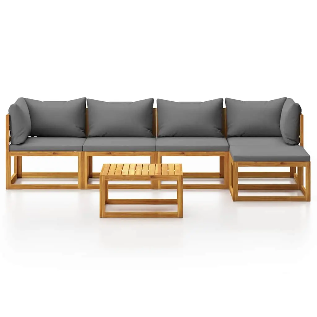 Garden Lounge Set 6 Piece Outdoor Furniture Acacia Wood Sofa Coffee Table Grey