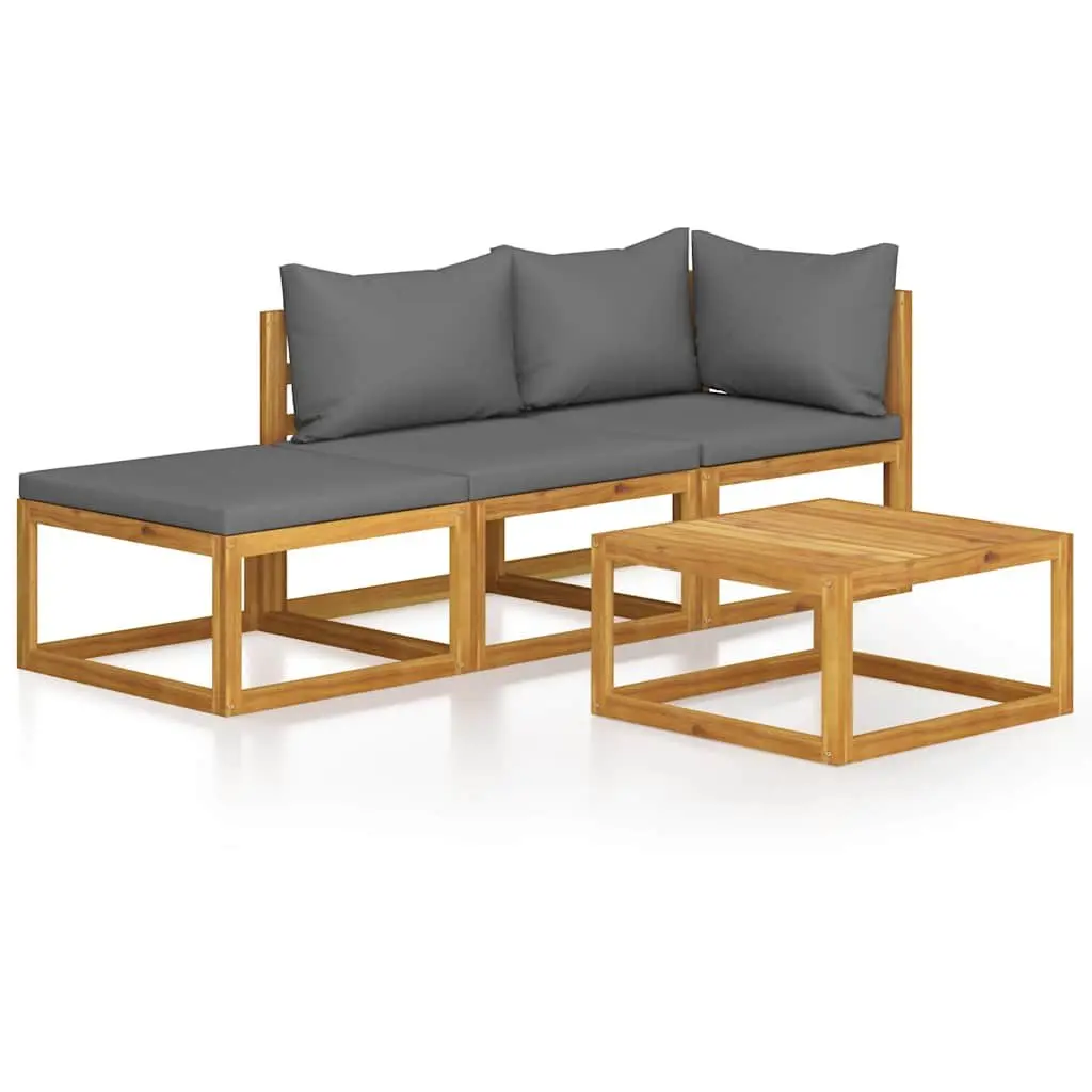 Garden Lounge Set 4 Piece Outdoor Furniture for Patio Grey