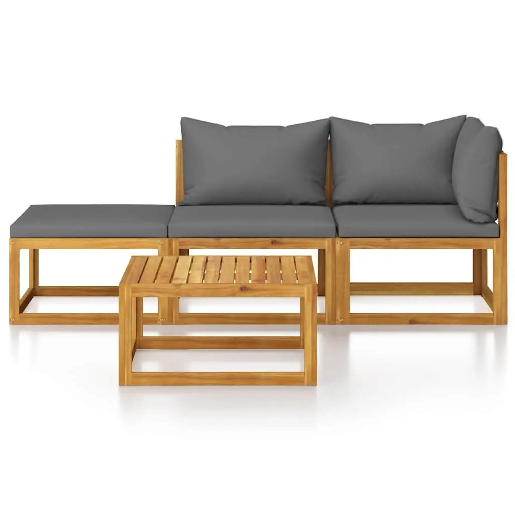 Garden Lounge Set 4 Piece Outdoor Furniture for Patio Grey