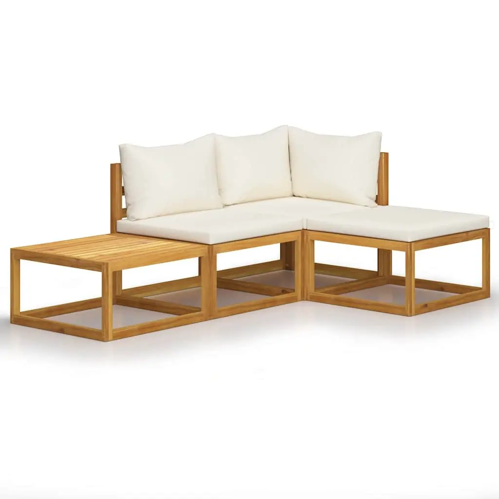 Garden Lounge Set Outdoor Furniture Patio Sofa Coffee Table 4 Piece Cream