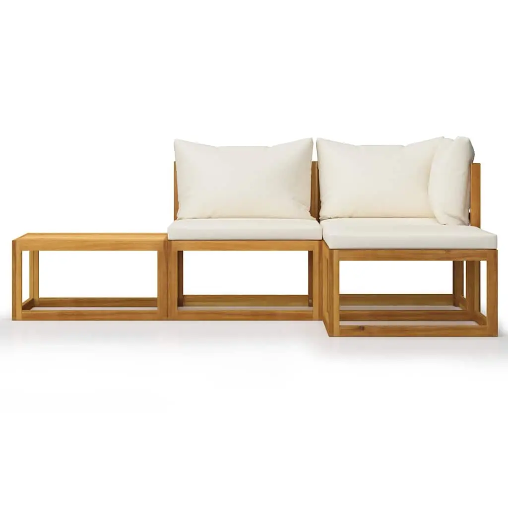 Garden Lounge Set Outdoor Furniture Patio Sofa Coffee Table 4 Piece Cream