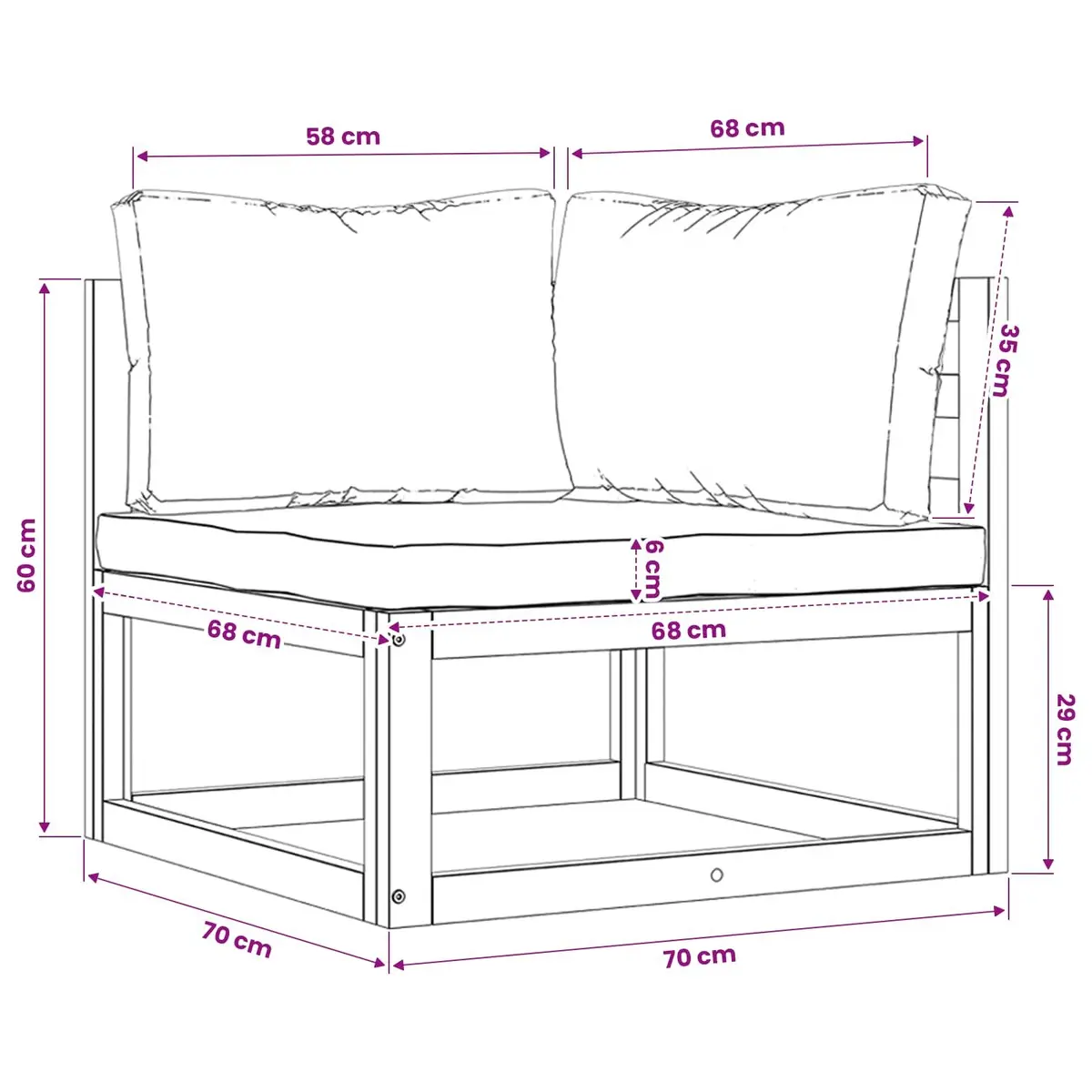 3-Seater Garden Sofa with Cream Cushions