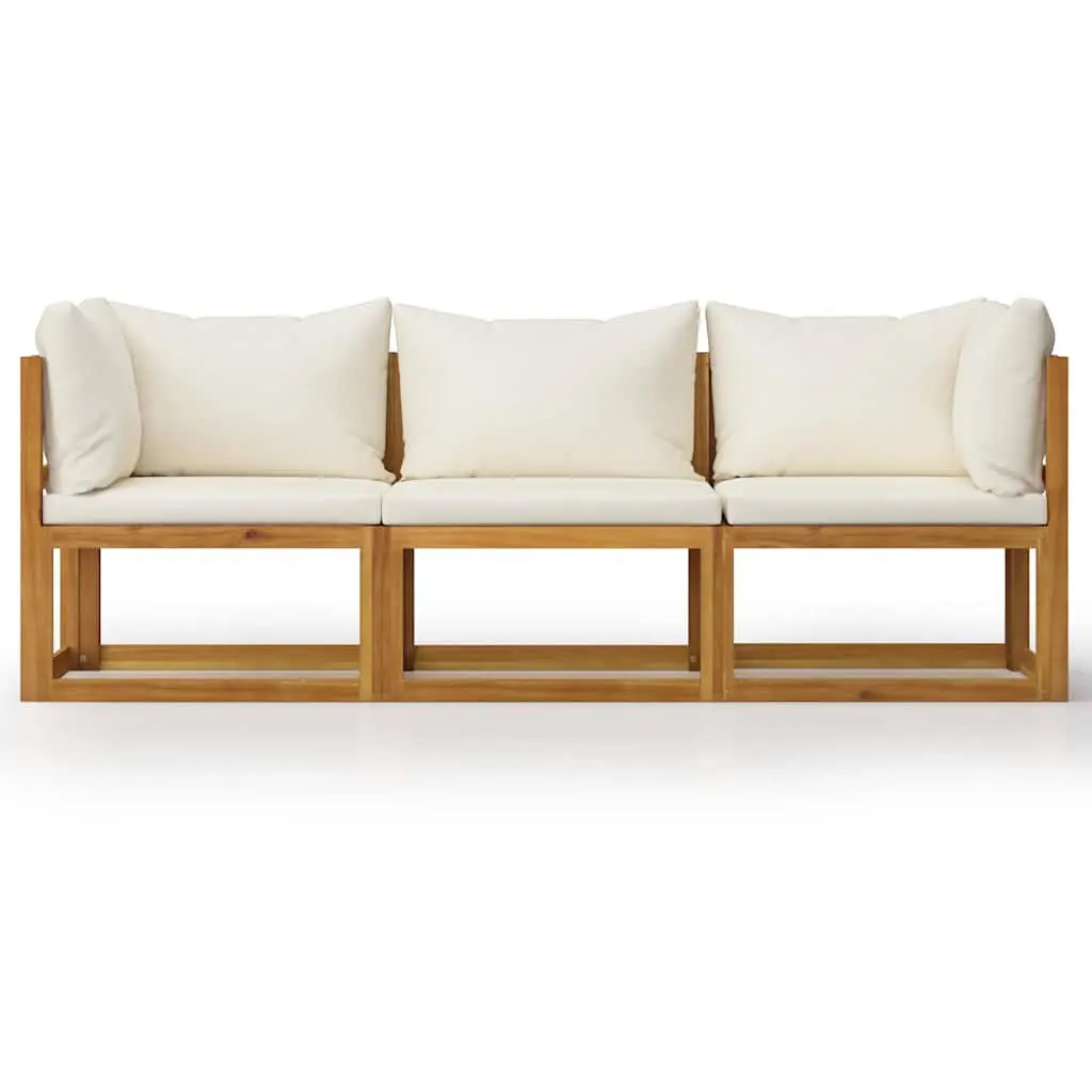3-Seater Garden Sofa with Cream Cushions