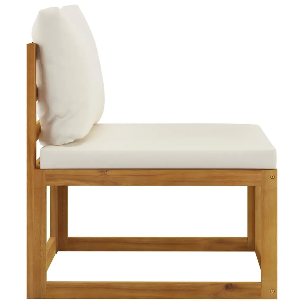 4-Seater Garden Sofa Outdoor Patio Furniture Set Cream Solid Wood Frame