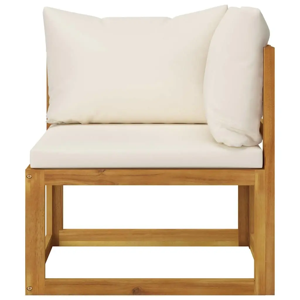 4-Seater Garden Sofa Outdoor Patio Furniture Set Cream Solid Wood Frame