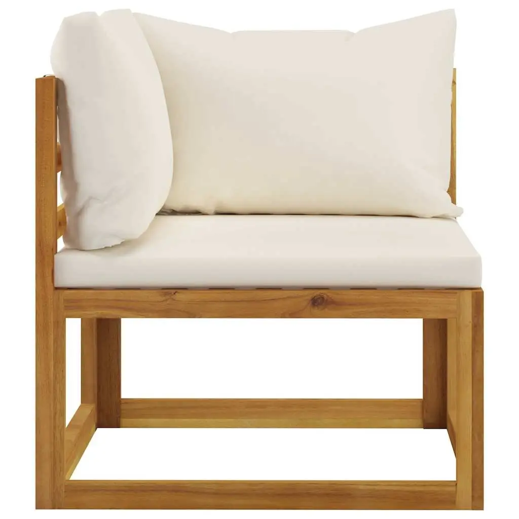 4-Seater Garden Sofa Outdoor Patio Furniture Set Cream Solid Wood Frame