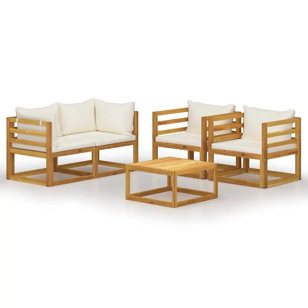 5 Piece Outdoor Lounge Set Garden Furniture Cream Sofa Coffee Table