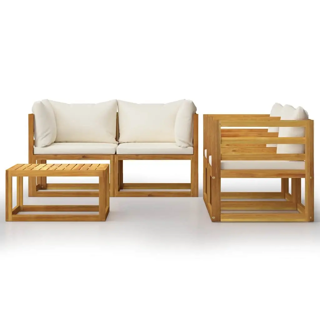 5 Piece Outdoor Lounge Set Garden Furniture Cream Sofa Coffee Table