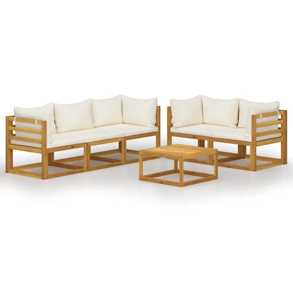 Garden Lounge Set 6 Piece Outdoor Furniture with Cushions Coffee Table Acacia