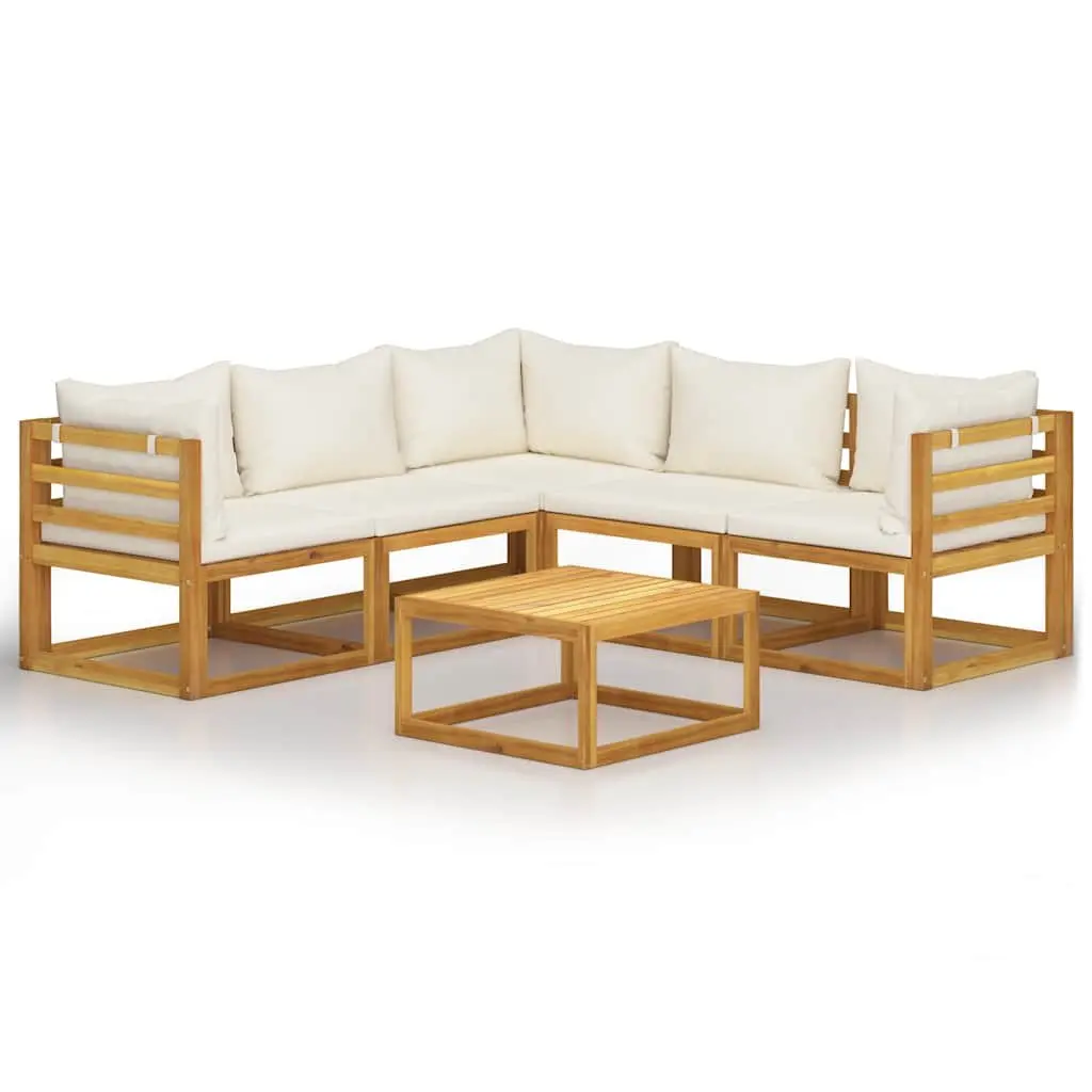6-Piece Garden Lounge Set with Acacia Frame and Coffee Table
