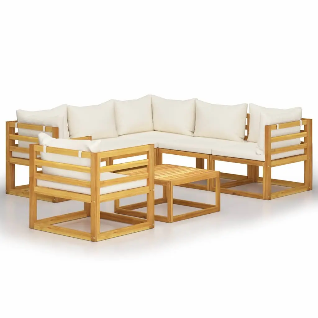 7 Piece Modular Garden Lounge Set with Solid Acacia Wood