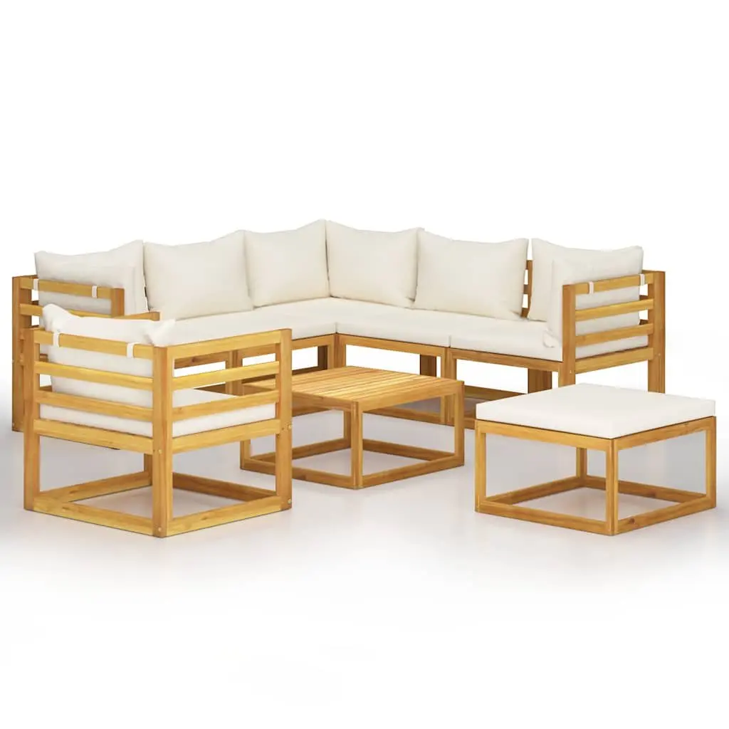 8-Piece Modular Outdoor Lounge Set with Cream Cushions