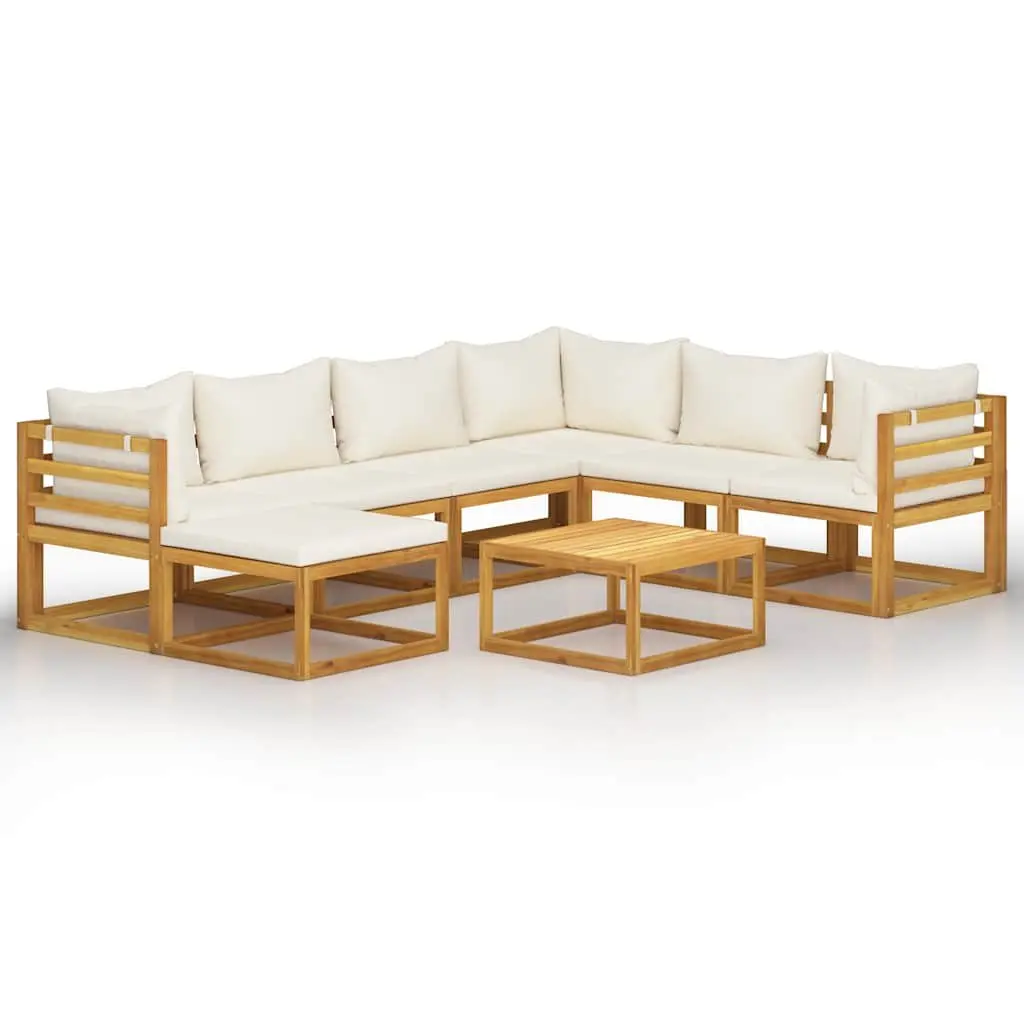 8 Piece Outdoor Garden Lounge Set Solid Wood Frame Cushioned Seating Coffee