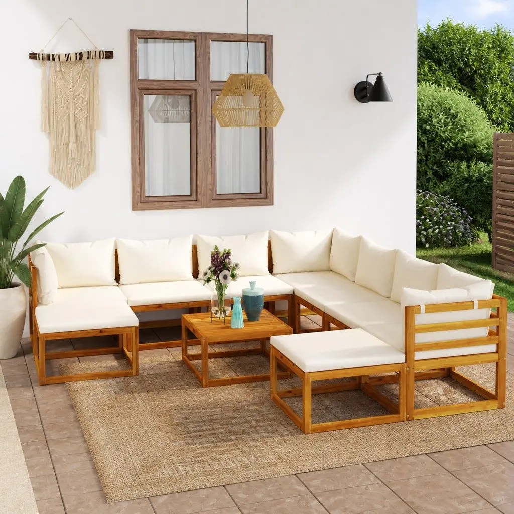 Outdoor Lounge Set 11 Piece Garden Furniture Sofa with Cushions and Coffee Table