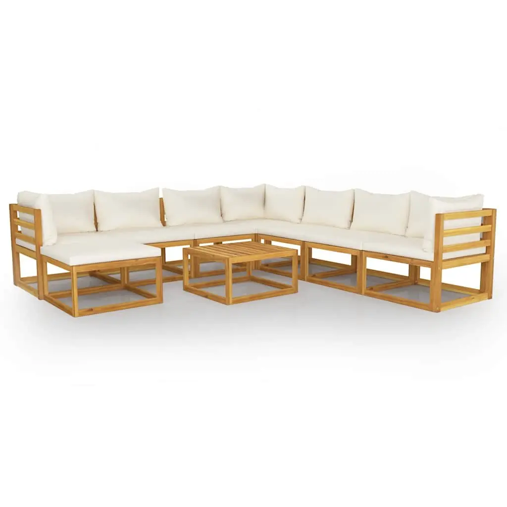 Garden Lounge Set 9 Piece Outdoor Furniture Patio Sofa Coffee Table Cream
