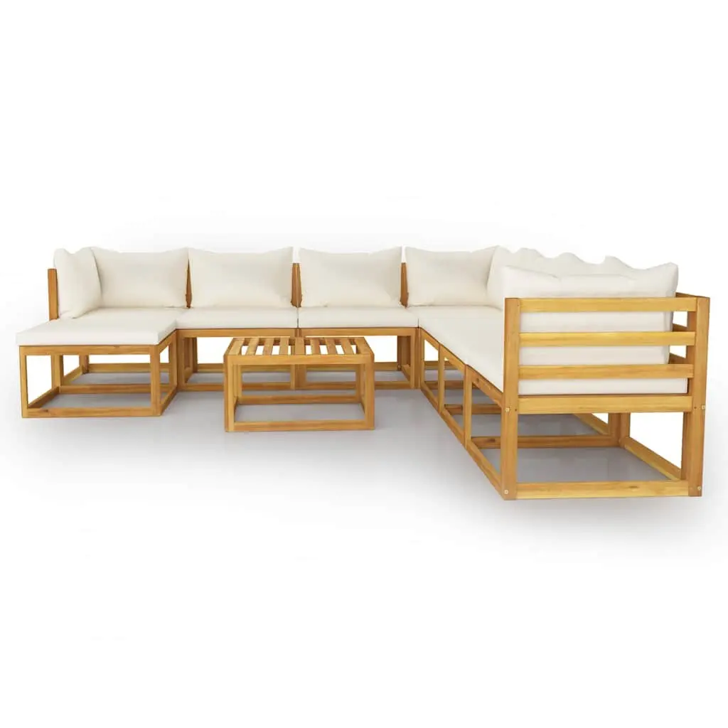 Garden Lounge Set 9 Piece Outdoor Furniture Patio Sofa Coffee Table Cream